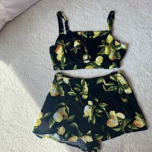 2 pc set Honey Punch black with lemons size medium